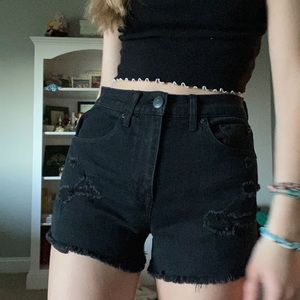 Black ripped jean shorts
